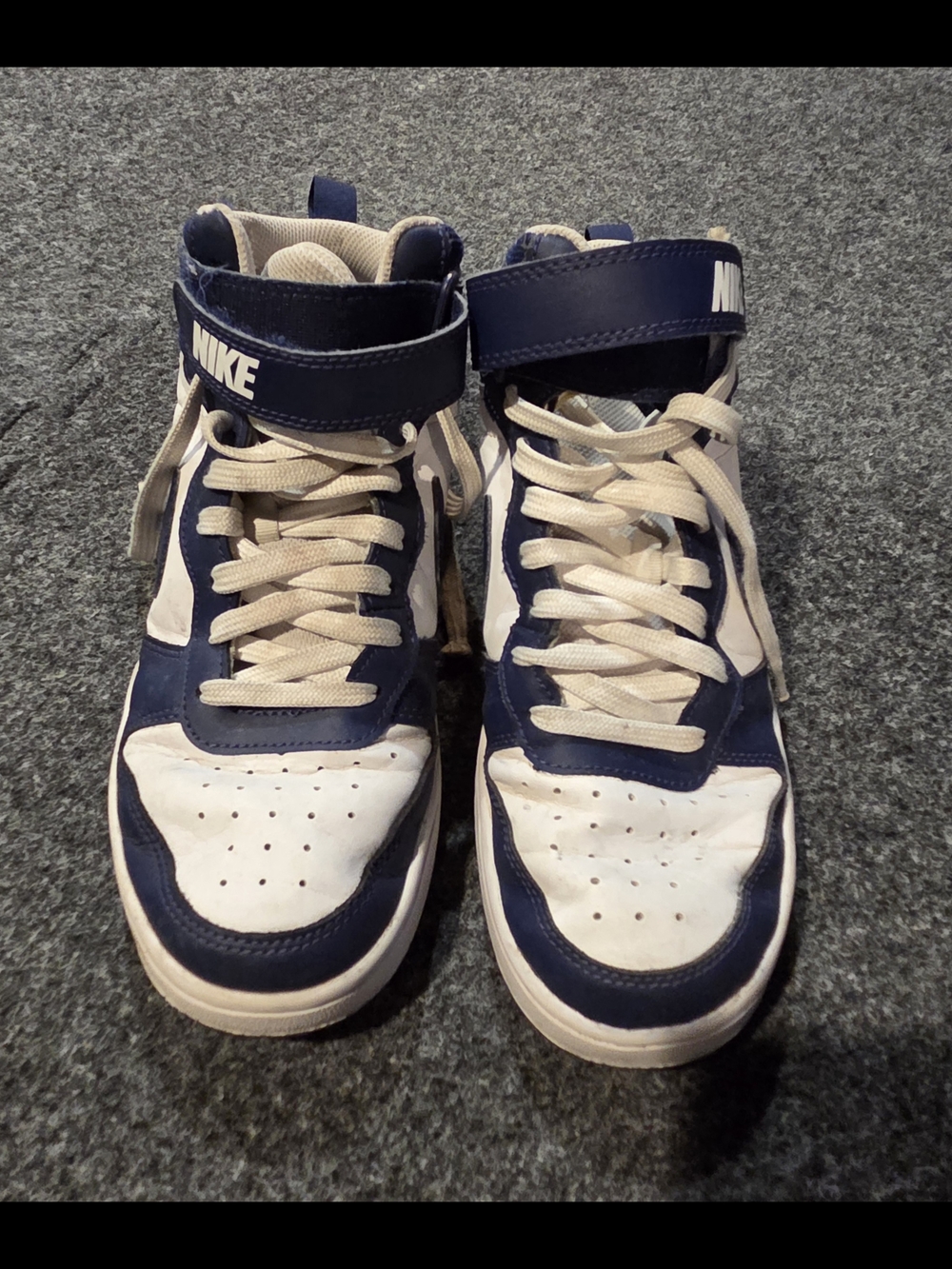 Nike Kids Navy and White High-Top Sneakers with Ankle Strap